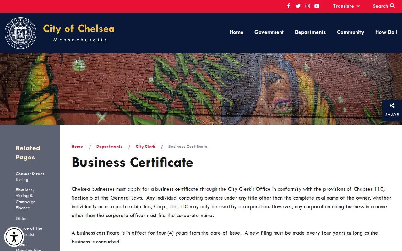 Chelsea resident lookup business certificate instructions