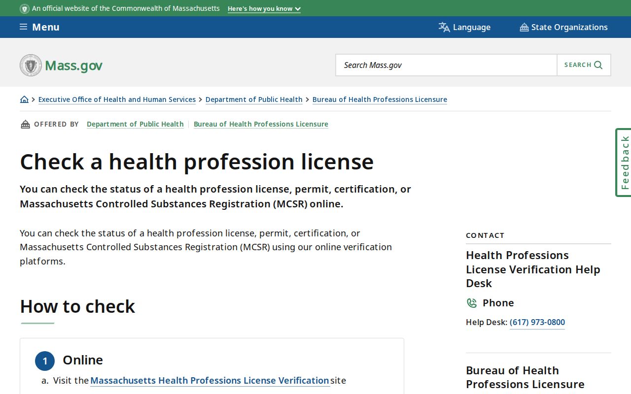 Chelsea resident lookup Massachusetts health license search