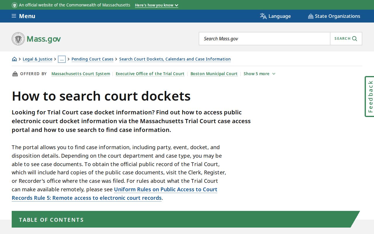 Chelsea resident lookup MassCourts search instructions