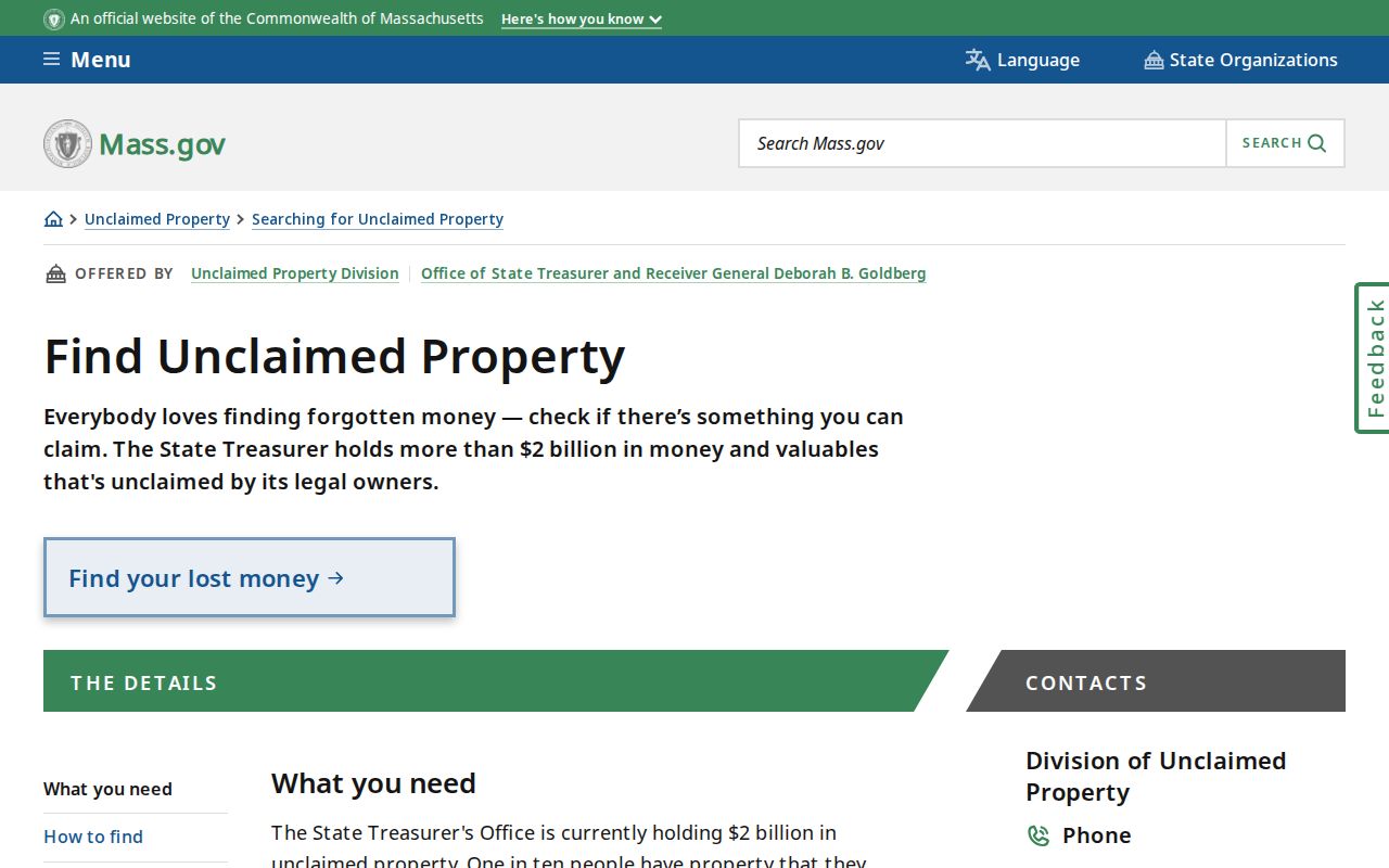 Chelsea residents directory Massachusetts unclaimed property search