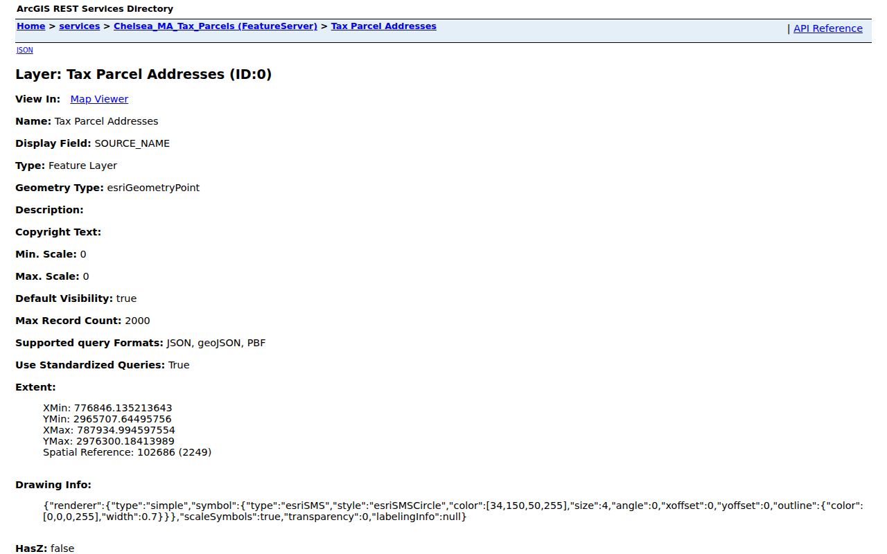 Chelsea street directory official tax-parcel address layer