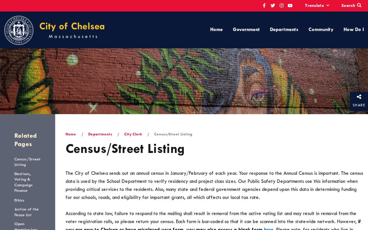 Chelsea street directory annual census and street-list request