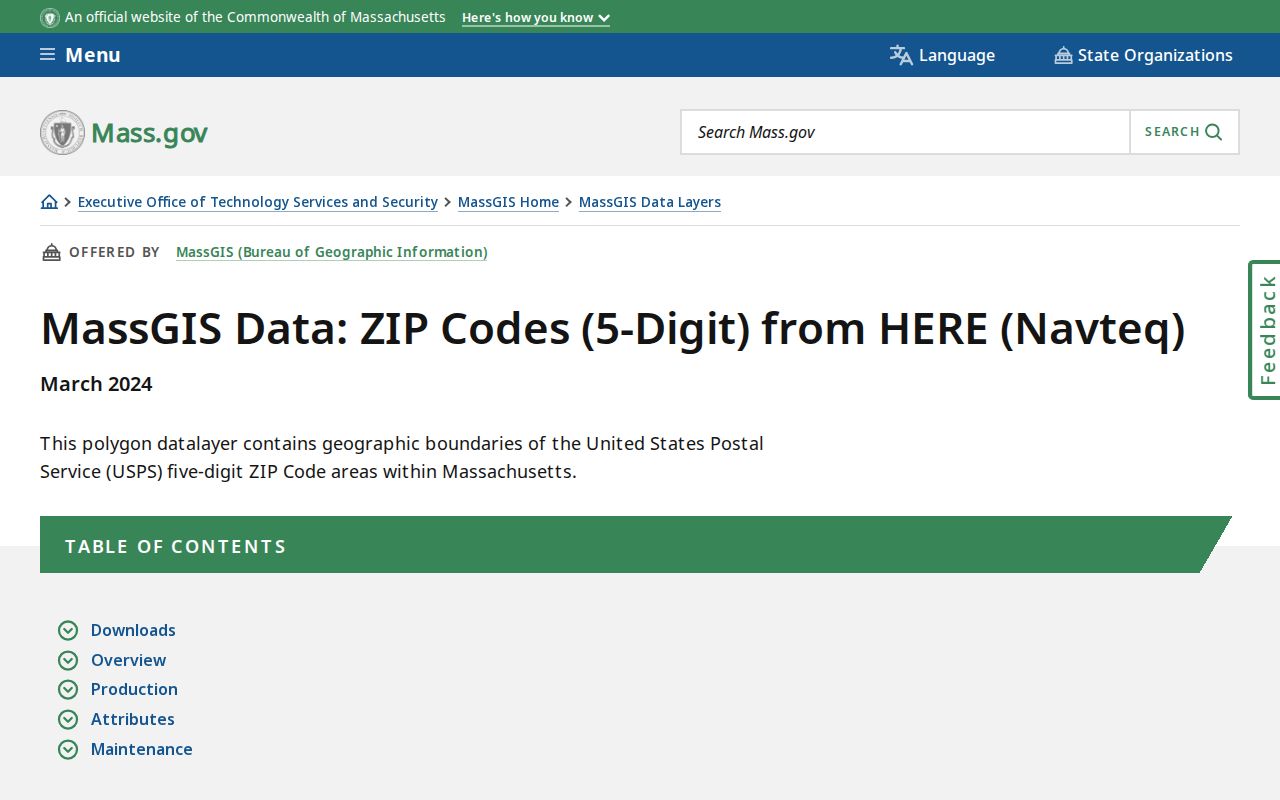 Chelsea ZIP code directory MassGIS ZIP geography